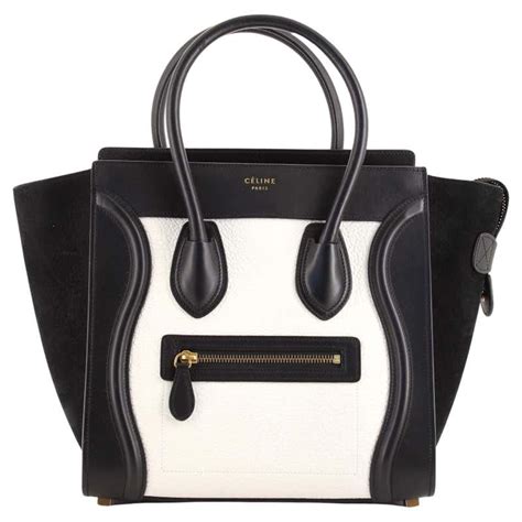 celine luggage micro bicolor leather tote